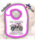 Bavoir Bebe Moto Enduro Rose