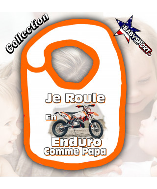 Bavoir Bebe Moto Enduro Orange