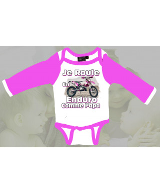 Body Bébé moto Enduro rose