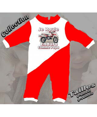 Grenouillere bébé moto enduro Rouge