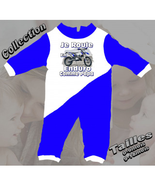 Grenouillere bébé moto enduro Bleu