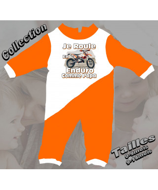 Grenouillere bébé moto enduro Orange