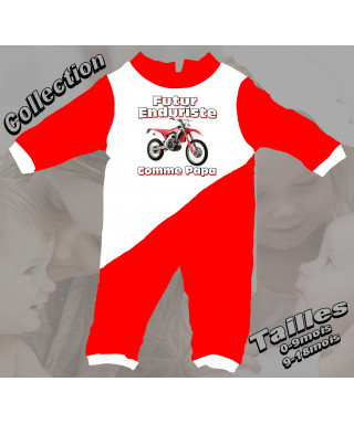 Grenouillere bébé moto enduro imprimée honda