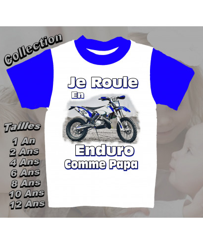 Tee-Shirt enfant moto enduro Bleu