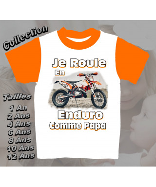 Tee-Shirt enfant moto enduro Bleu