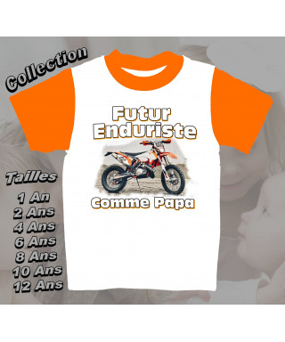 Tee-Shirt enfant moto enduro Bleu