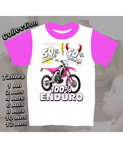 Tee-Shirt enfant moto enduro Bleu