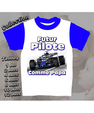 Tee-Shirt enfant Formule 1 Futur Pilote bleu