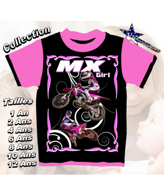 Tee-Shirt enfant Moto cross Girl rose