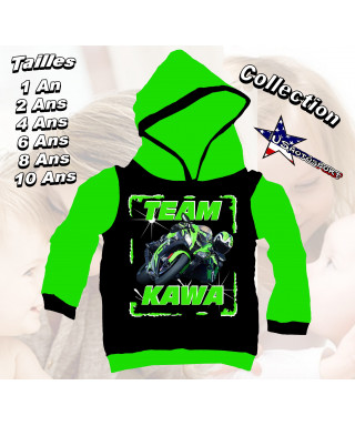 Sweat enfant moto route imprimé kawasaki