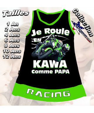 robe enfant moto route imprimée kawasaki