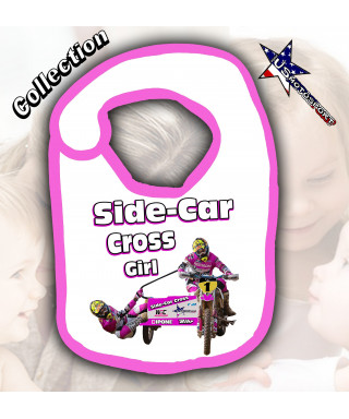 Bavoir Bébé side-car Cross girl rose