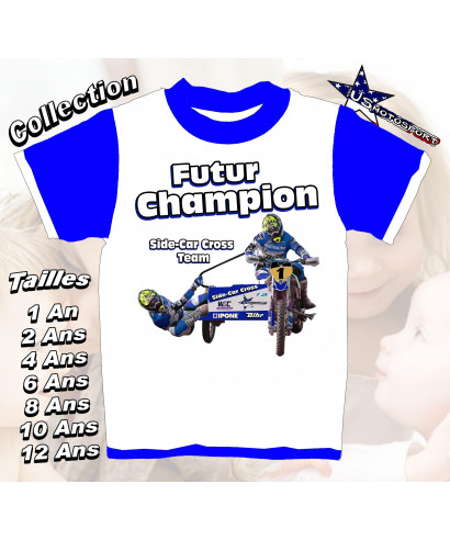 Tee-Shirt enfant Side-Car cross bleu