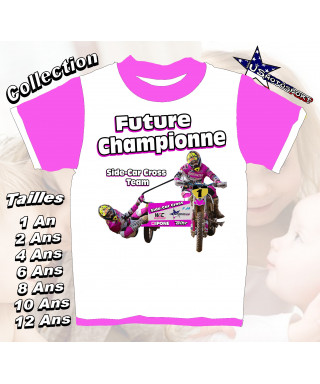 Tee-Shirt enfant Side-Car cross girl rose