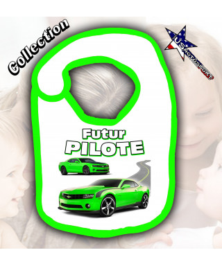 Bavoir bébé voiture Imprimé vert