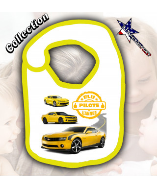Bavoir bebe voiture Imprimé jaune