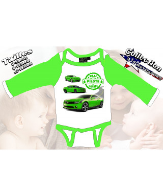 Body bébé voiture imprimé vert