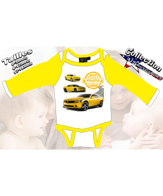 Body bébé voiture imprimé jaune