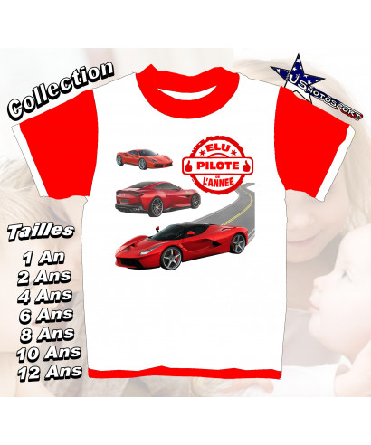 Tee-Shirt enfant voiture imprimé ferrari