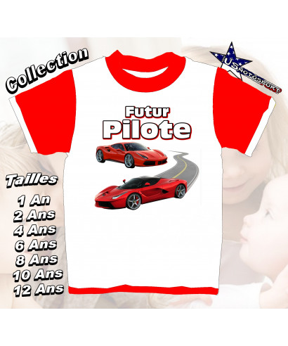 Tee-Shirt enfant voiture imprimé ferrari