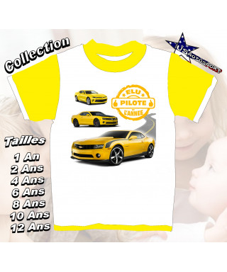 Tee-Shirt enfant voiture imprimé jaune