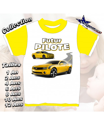Tee-Shirt enfant voiture imprimé jaune