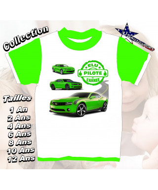 Tee-Shirt enfant voiture imprimé vert