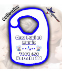 Bavoir Bébé Bleu Humour Chez papi et mamie, tout est permis!!!