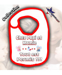 Bavoir Bébé rouge Humour Chez papi et mamie, tout est permis!!!