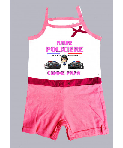 Combi-short Bébé future policiere girl