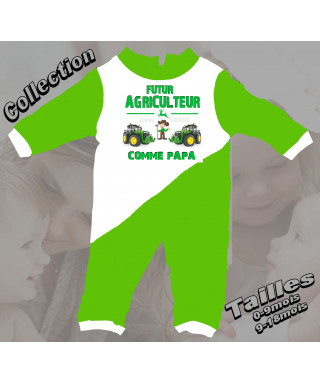 grenouillere bebe futur Agriculteur imprimé john deere