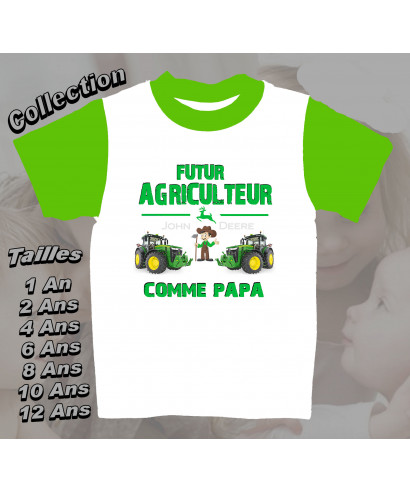 tee-shirt enfant futur agriculteur imprimé john deere