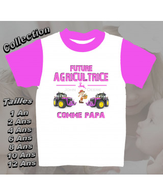 tee-shirt enfant future agricultrice imprimé john deere