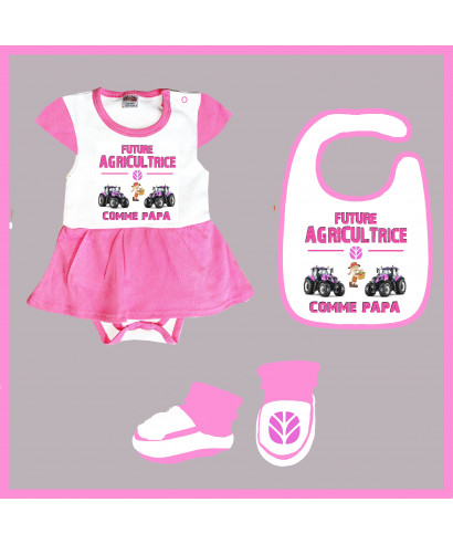 Coffret bebe future agricultrice imprimé New holland