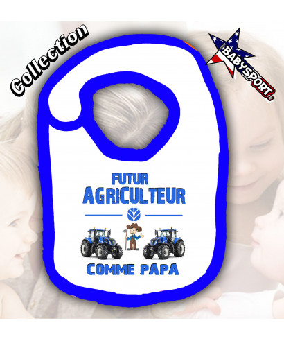 Bavoir bebe futur agriculteur imprimé New holland