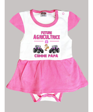 Body robe bebe future agricultrice imprimé New holland