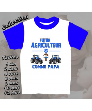 Tee Shirt bebe futur agriculteur imprime new-holland