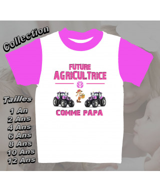 Tee Shirt bebe future agricultrice imprime new-holland