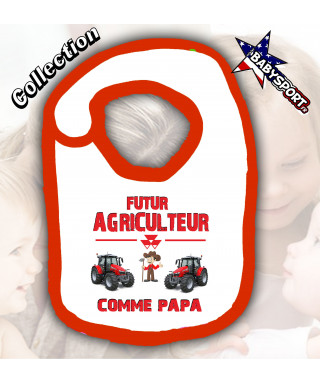 Bavoir bebe futur agriculteur imprimé massey Ferguson