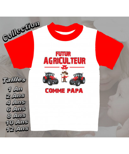 Tee shirt  bebe futur agriculteur imprimé massey Ferguson