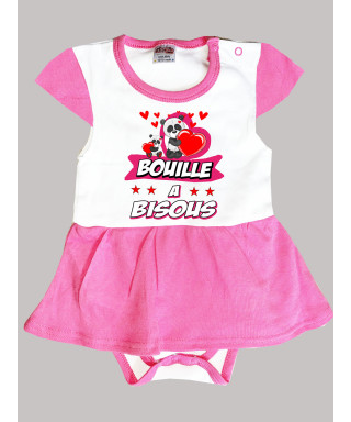 Body Robe bébé humour rose bouille a bisous