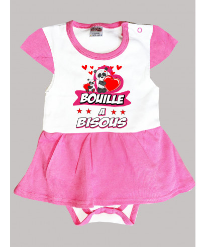 Body Robe bébé humour rose bouille a bisous