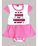 Body Robe bébé humour rose si je ne dors pas, personne ne dort