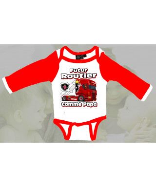 Body bebe camion imprimé scania rouge