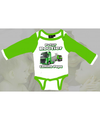 Body bebe camion imprimé scania vert