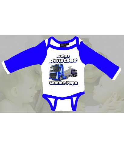 Body bebe camion imprimé bleu