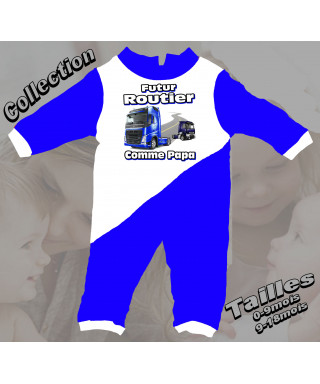 Pyjama bebe camion imprimé bleu