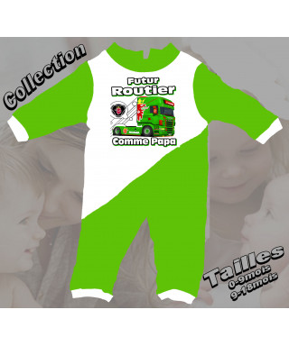 Pyjama bebe camion imprimé SCANIA vert