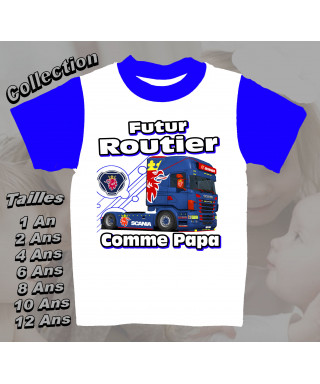 Tee-Shirt enfant camion imprimé scania bleu