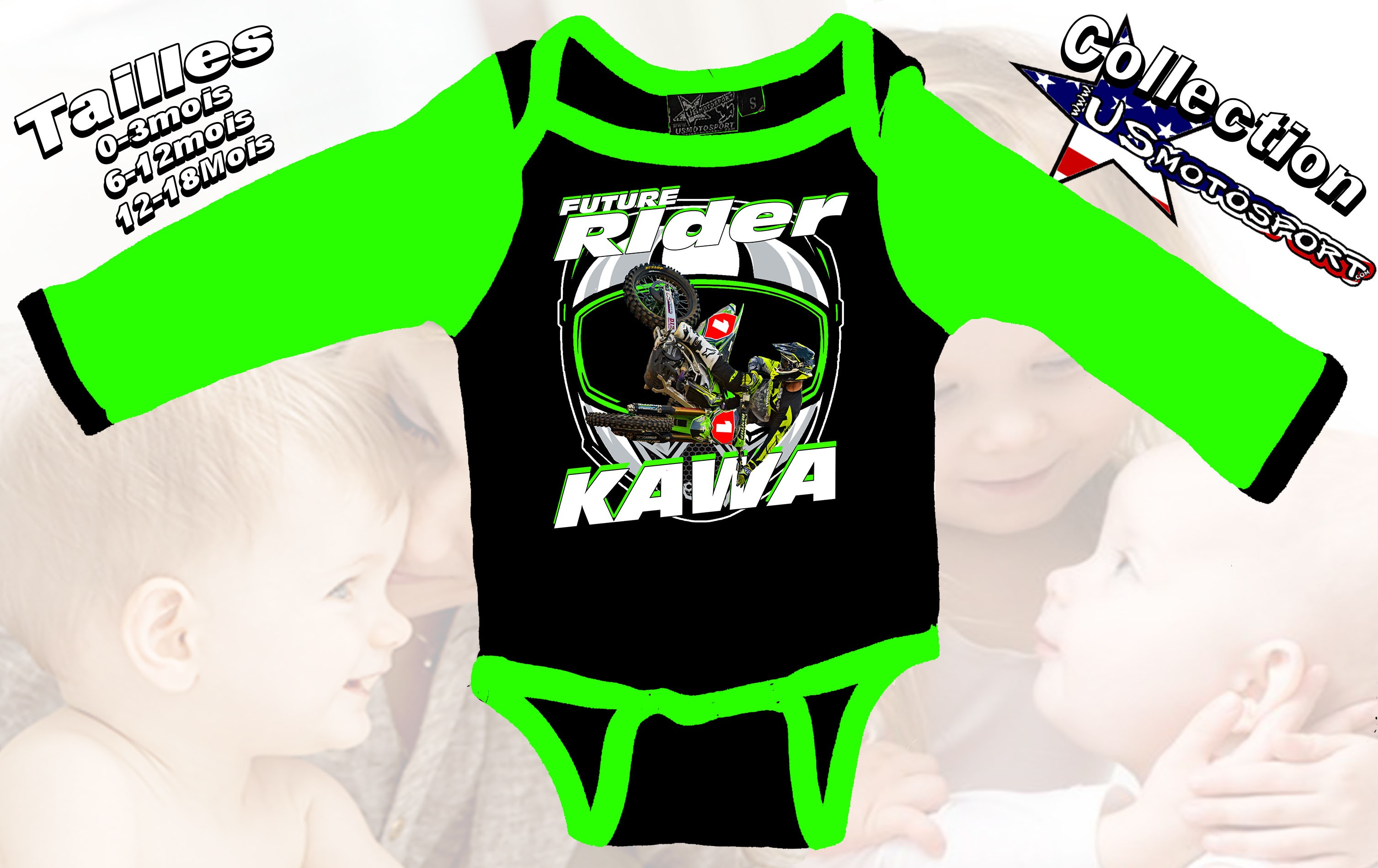 Body bébé 100% coton la moto cross m'appelle Body bébé 100% coton la moto cross m'appelle